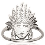 Bague tête d'indien en argent 925/000 rhodié.