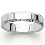 Bague alliance pour homme en argent 925/000 rhodié.