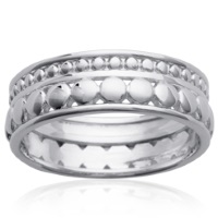 Bague aux motifs de ronds en argent 925/000 rhodié.