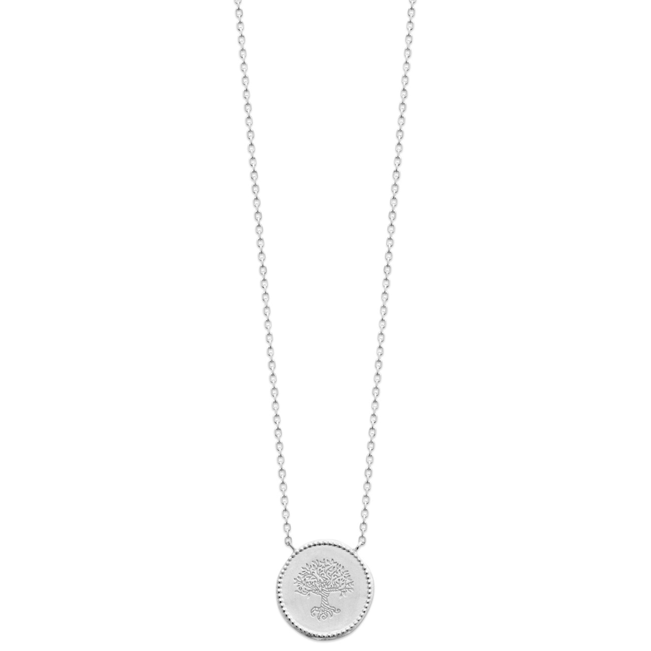 Collier avec pendentif arbre de vie en argent 925/000 rhodié. Arbre Rond  Adolescent Adulte Femme Fille Indémodable Nature Symboles 