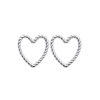 Boucles d'oreilles pendantes en forme de cœur en argent 925/000 rhodié.