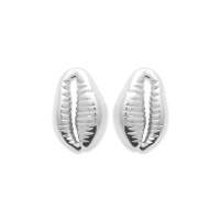 Boucles d'oreilles puces en forme de coquillage cauri en argent 925/000 rhodié.