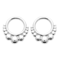 Boucles d'oreilles pendantes en forme de cercle avec des points ronds en argent 925/100 rhodié.