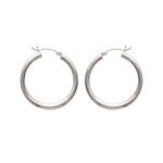 Boucles d'oreilles créoles en argent 925/000 rhodié.