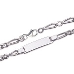 Bracelet gourmette en argent 925/000 rhodié.  Souvenir impérissable, Cette gourmette personnalisable ravira toute petite fille, comme tout petit garçon !  Avec son anneau de rappel, elle grandit avec l'enfant.