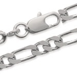 Bracelet en argent 925/000 rhodié. Maille figaro 1-2 diamantée.