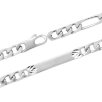 Bracelet gourmette identité en argent 925/000 rhodié.