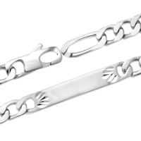 Bracelet gourmette identité pour homme en argent 925/000 rhodié.