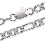 Bracelet en argent 925/000 rhodié. Maille figaro 1-3 diamantée.