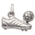 Pendentif Chaussure et ballon de football en argent 925/000 rhodié.