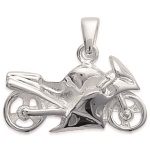 Pendentif Moto en argent 925/000 rhodié.