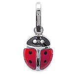 Pendentif Coccinelle en argent 925/000 rhodié et émail.