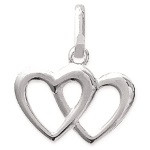 Pendentif double cœurs en argent 925/000 rhodié.