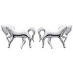 Boucles d'oreilles Chevaux en argent 925/000 rhodié.