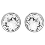 Boucles d'oreilles en argent 925/000 rhodié et cristal transparent.