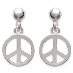 Boucles d'oreilles pendantes Peace and Love en argent 925/000 rhodié.