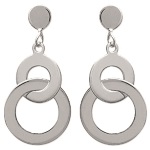 Boucles d'oreilles pendantes Cercles entrelacés en argent 925/000 rhodié.