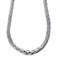 Collier en argent 925/000 rhodié. Maille palmier montée à la main.