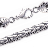 Bracelet en argent 925/000 rhodié. Maille palmier montée à la main.