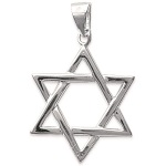 Pendentif Etoile de David (Maguen David) en argent 925/000 rhodié.