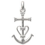 Pendentif Croix de Camargue en argent 925/000 rhodié.