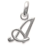 Pendentif en argent 925/000 rhodié. Lettre A.