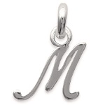 Pendentif en argent 925/000 rhodié. Lettre M.