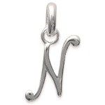 Pendentif en argent 925/000 rhodié. Lettre N.