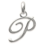 Pendentif en argent 925/000 rhodié. Lettre P.