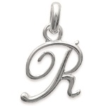 Pendentif en argent 925/000 rhodié. Lettre R.