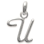 Pendentif en argent 925/000 rhodié. Lettre U.