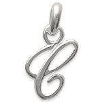 Pendentif en argent 925/000 rhodié. Lettre C.