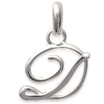 Pendentif en argent 925/000 rhodié. Lettre D.