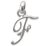 Pendentif en argent 925/000 rhodié. Lettre F.