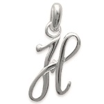 Pendentif en argent 925/000 rhodié. Lettre H.