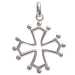 Pendentif Croix occitane en argent 925/000 rhodié.