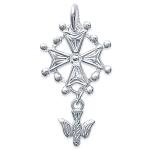 Pendentif Croix huguenotte en argent 925/000 rhodié.