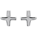 Boucles d'oreilles croix en argent 925/000 rhodié.