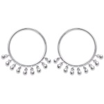 Boucles d'oreilles cercles avec petites boules pendantes en argent 925/000 rhodié.