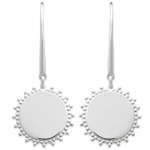 Boucles d'oreilles pendantes motif soleil en argent 925/000 rhodié.