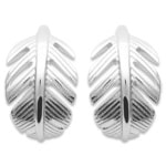 Boucles d'oreilles pendantes plumes en argent 925/000 rhodié.