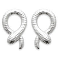 Boucles d'oreilles au motif serpent en argent 925/000 rhodié.