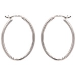 Boucles d'oreilles créoles pendantes en argent 925/000 rhodié.