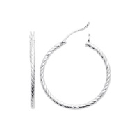 Boucles d'oreilles créoles fil tressé en argent 925/000 rhodié.