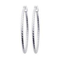 Boucles d'oreilles créoles en argent 925/000 rhodié.