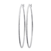 Boucles d'oreilles créoles en argent 925/000 rhodié.