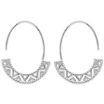 Boucles d'oreilles créoles ovales en argent 925/000 rhodié.