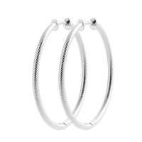 Boucles d'oreilles créoles fil tressé en argent 925/000 rhodié.