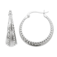 Boucles d'oreilles créoles en argent 925/000 rhodié.