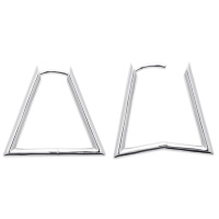 Boucles d'oreilles créoles de forme triangulaire en argent 925/000 rhodié.